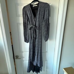 Christy Dawn Black and White Floral Long Sleeve Wrap Dress